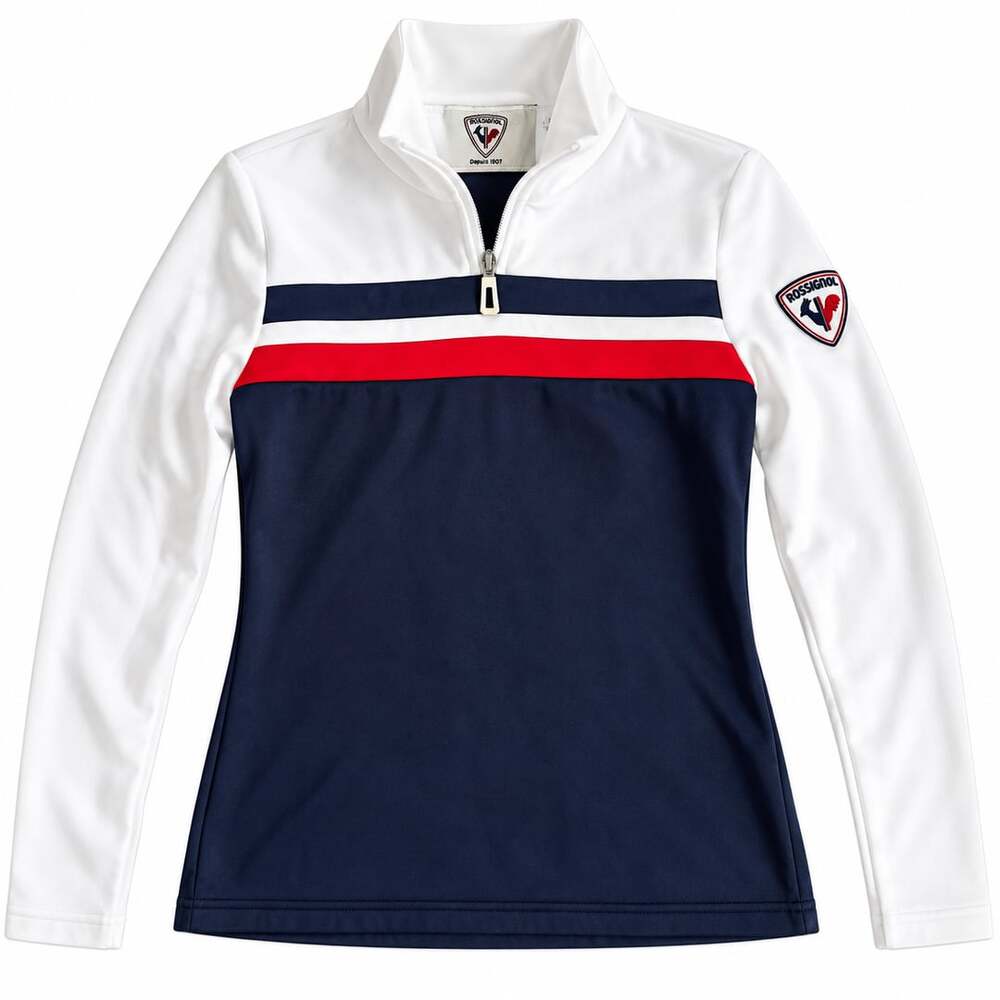 Rossignol Half Zip Ski Midlayer Pullover Women's M Navy White Red Fleece